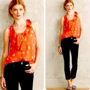 Anthro Maeve European Travel Ruffle Tank